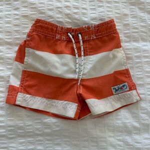 Carter's Orange and White Striped Swim Shorts, Size 12M